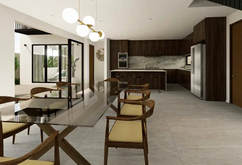 Modern Kitchen and Dining Interior Arrangement