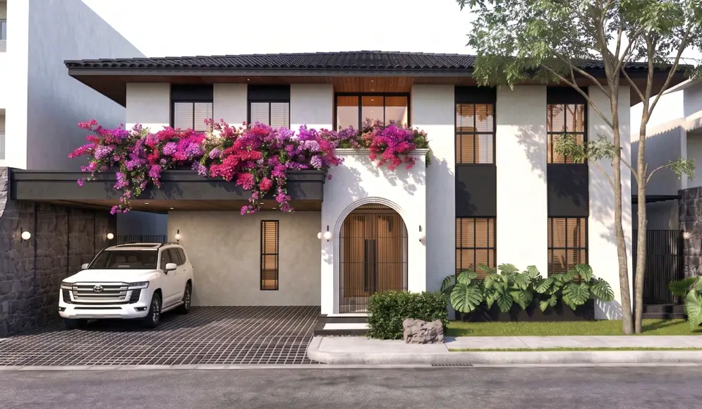 Modern Classical House Façade Elevation Render